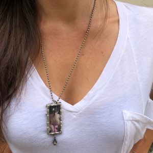 Silver Necklace with Boho Double Sided Pendant